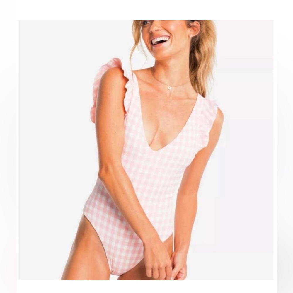 Southern Tide NWT Pink Quartz Gingham One Piece Swimsuit- size Medium